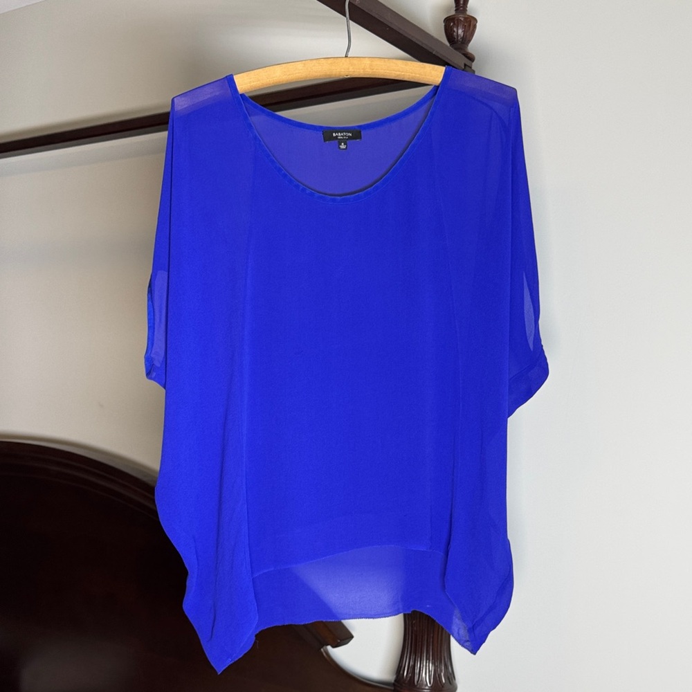 Babaton Cobalt Blue Silk Blouse